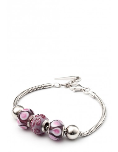 Silver bracelet with Murano glass charms hand made Flowers