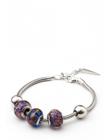 Silver bracelet with Murano glass charms hand made Blue Lagoon