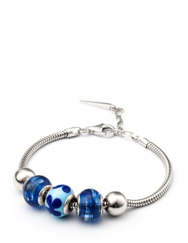 Silver bracelet with Murano glass charms hand made Ocean