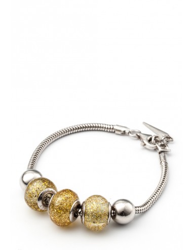 Bracciale in argento con Murano beads compatibile Pandora 'Oh my Gold'