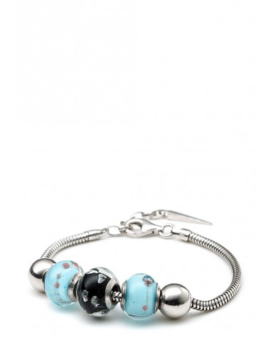 Silver bracelet with Murano glass charms hand made On the rocks