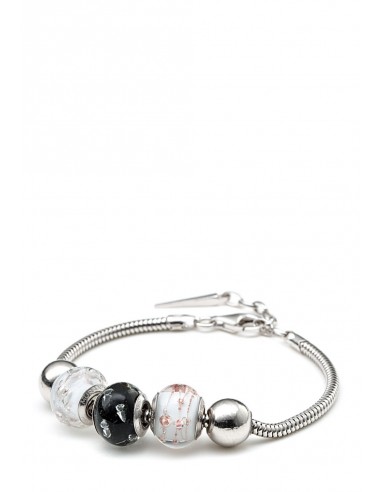 Silver bracelet with Murano glass charms hand made 'Diamonds'