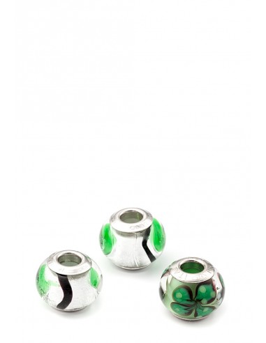 Set 3 beads in vetro di Murano con argento 925 compatibili Pandora 'Fiori'