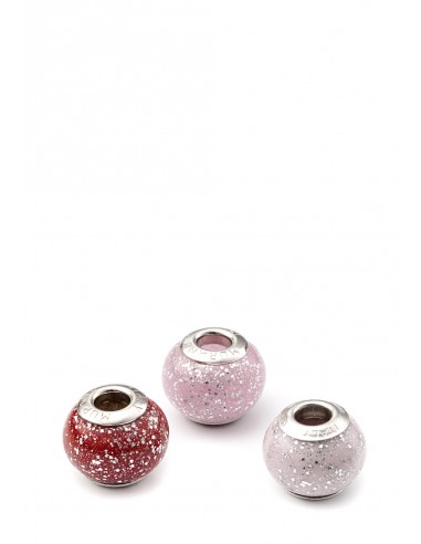 Set 3 beads in vetro di Murano con argento 925 compatibili Pandora 'Glitter'