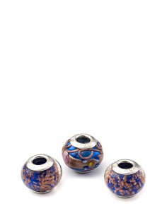 Set 3 beads in vetro di Murano con argento 925 compatibili Pandora 'Laguna'