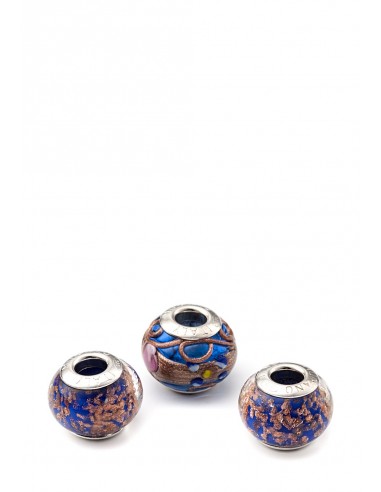 Set 3 beads in vetro di Murano con argento 925 compatibili Pandora 'Laguna'