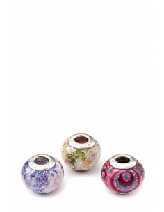 Set 3 beads in vetro di Murano con argento 925 compatibili Pandora 'Universo'
