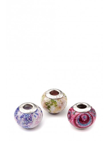 Set 3 beads in vetro di Murano con argento 925 compatibili Pandora 'Universo'