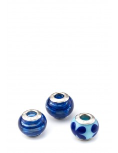 3 charms set Murano glass beads with Silver compatible Pandora Ocean