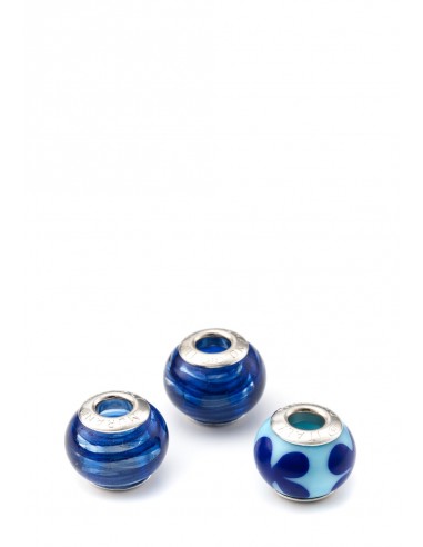 Set 3 beads in vetro di Murano con argento 925 compatibili Pandora 'Oceano'