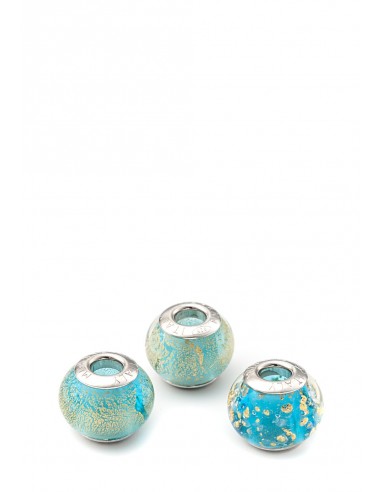 Set 3 beads in vetro di Murano con argento 925 compatibili Pandora 'Brezza di Mare'