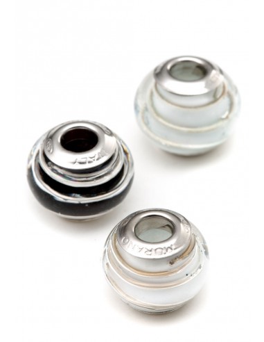 Set 3 beads in vetro di Murano con argento 925 compatibili Pandora 'Vortice'