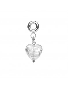 Charms in vetro di Murano con argento 925 'Cuore bianco'