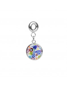 Murano glass charm with silver hand made Murrina