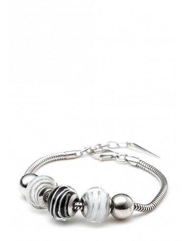 Silver bracelet with Murano glass charms hand made Zebra