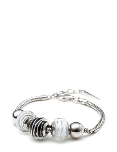 Silver bracelet with Murano glass charms hand made Zebra