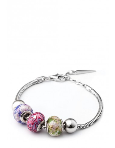 Silver bracelet with Murano glass charms hand made Starlight