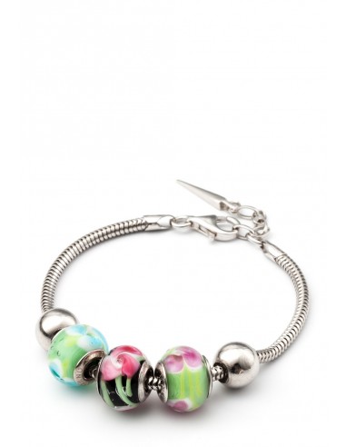 Bracciale in argento con charms in vetro di Murano 'Spring'