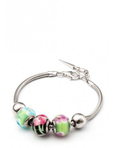Silver bracelet with Murano glass charms hand made Spring
