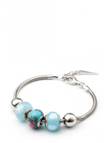 Silver bracelet with Murano glass charms hand made Sky