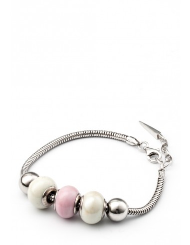 Bracciale in argento con charms in vetro di Murano 'Marble'