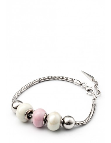 Silver bracelet with Murano glass charms hand made Marble