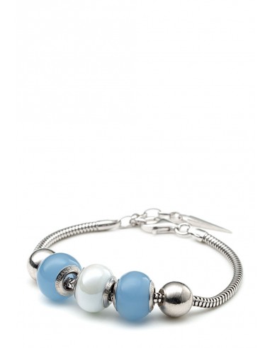 Silver bracelet with Murano glass charms hand made Ice cold