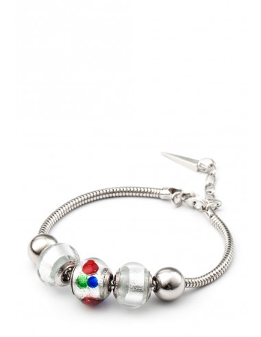 Silver bracelet with Murano glass charms hand made Colors