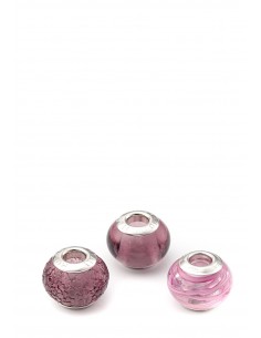 3 charms set Murano glass beads with Silver compatible Pandora Violet