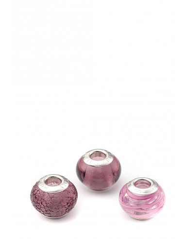 Set 3 beads in vetro di Murano con argento 925 compatibili Pandora 'Violetta'