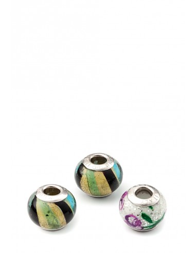 3 charms set Murano glass beads with Silver compatible Pandora Spring