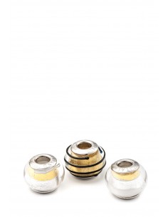 3 charms set Murano glass beads with Silver compatible Pandora Gold