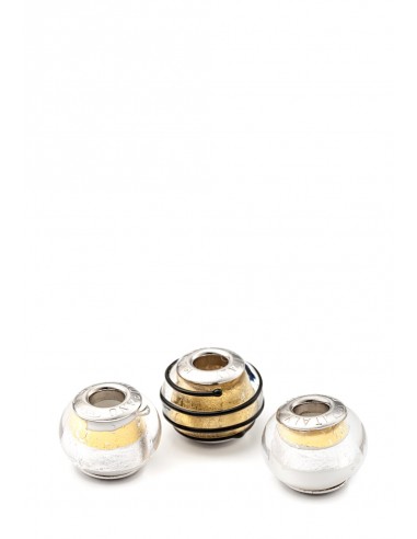 Set 3 beads in vetro di Murano con argento 925 compatibili Pandora 'Oro'