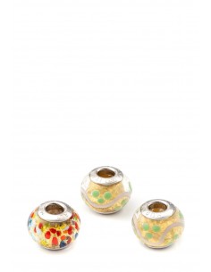 3 charms set Murano glass beads with Silver compatible Pandora Mosaico