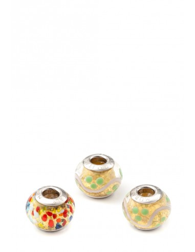 Set 3 beads in vetro di Murano con argento 925 compatibili Pandora 'Mosaico'
