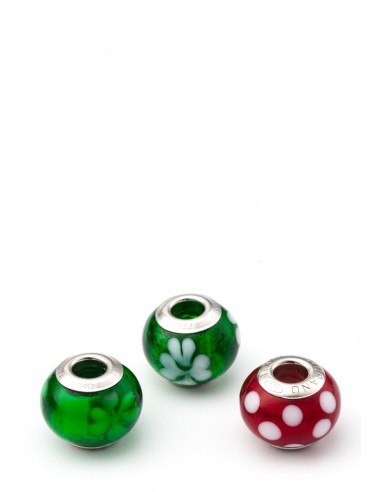 Set 3 beads in vetro di Murano con argento 925 compatibili Pandora 'Giardino segreto'