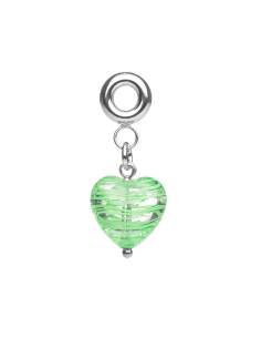 Charms in vetro di Murano con argento 925 'Cuore Verde'