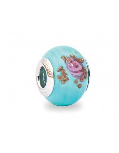 Perla 'Bead' in vetro di Murano e argento 925 compatibile Pandora V056. Rosa sul Mare