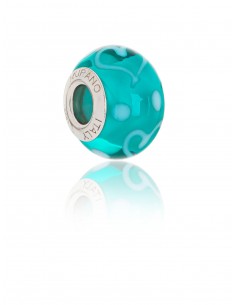 Murano glass charm with Silver compatible Pandora Bracelets V691 Aquamarina Love