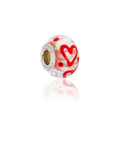Murano glass charm with Silver compatible Pandora Bracelets V700 Graffiti Love