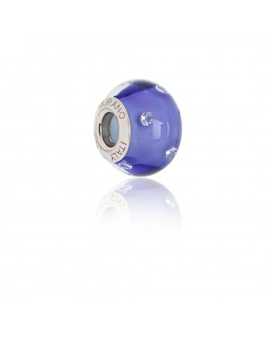Murano glass charm with Silver compatible Pandora Bracelets V701 Shining Purple with...