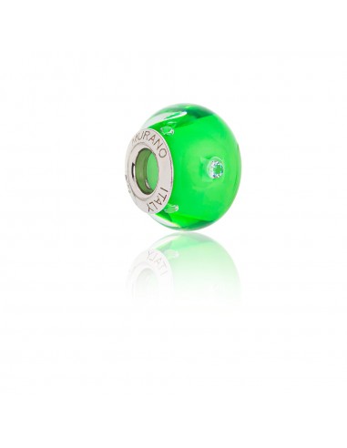 Murano glass charm with Silver compatible Pandora Bracelets V703 Shining Green with...