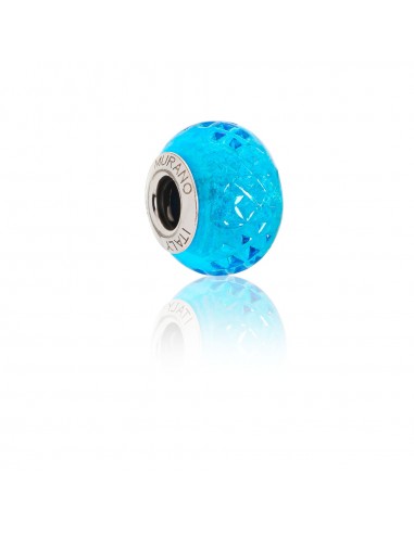 Murano glass charm with Silver compatible Pandora Bracelets V711 Light Blue Luxury...