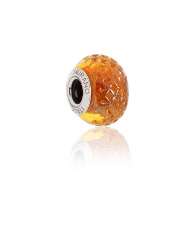 Murano glass charm with Silver compatible Pandora Bracelets V712 Amber Luxury Spider Web