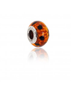Murano glass charm with Silver compatible Pandora Bracelets V742 Amber