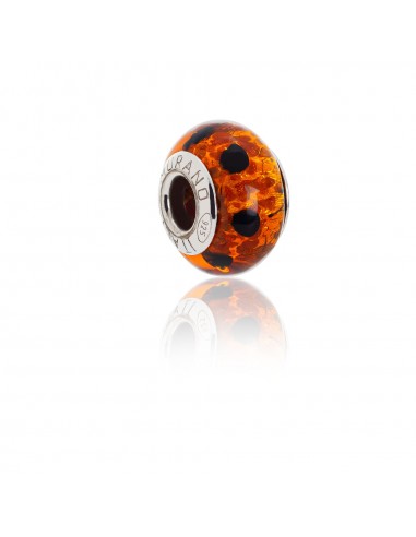 Murano glass charm with Silver compatible Pandora Bracelets V742 Amber