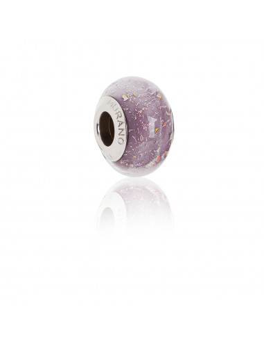 Murano glass charm with Silver compatible Pandora Bracelets V746 Starry Purple