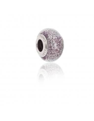 Murano glass charm with Silver compatible Pandora Bracelets V747 Stormy Purple