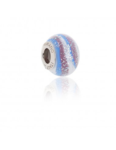 Murano glass charm with Silver compatible Pandora Bracelets V762 Coral