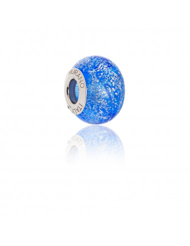 Bead in vetro di Murano e argento 925 compatibile Braccialetti Pandora V771 Ghiaccio Blu